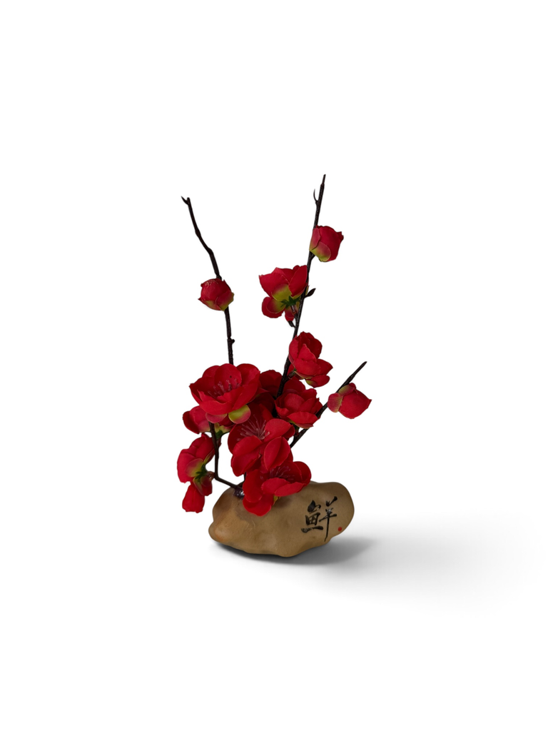 Deko Blumen Zartrosa Kirschblütendeko Stein mit Schrift 10x4x24cm 
