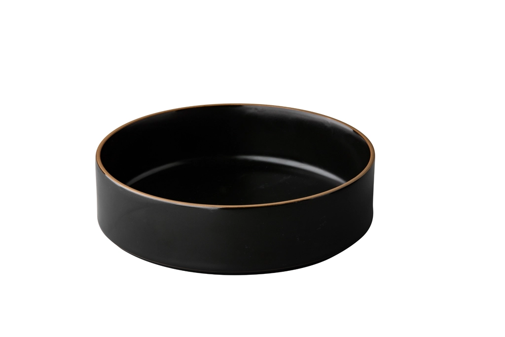 [STQU18006] Teller hoch schwarz 20x5,5cm stapelbar  - Japan