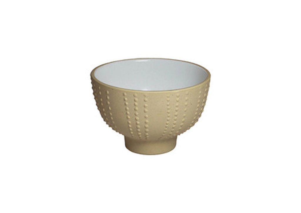 [STRD18613] Schale auf Fuß perlweiss/beige 12x7,7cm 400ml