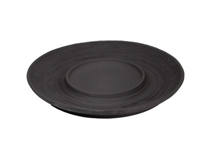 [ST950606] Embossed double rimmed plate with centre black, 27cm