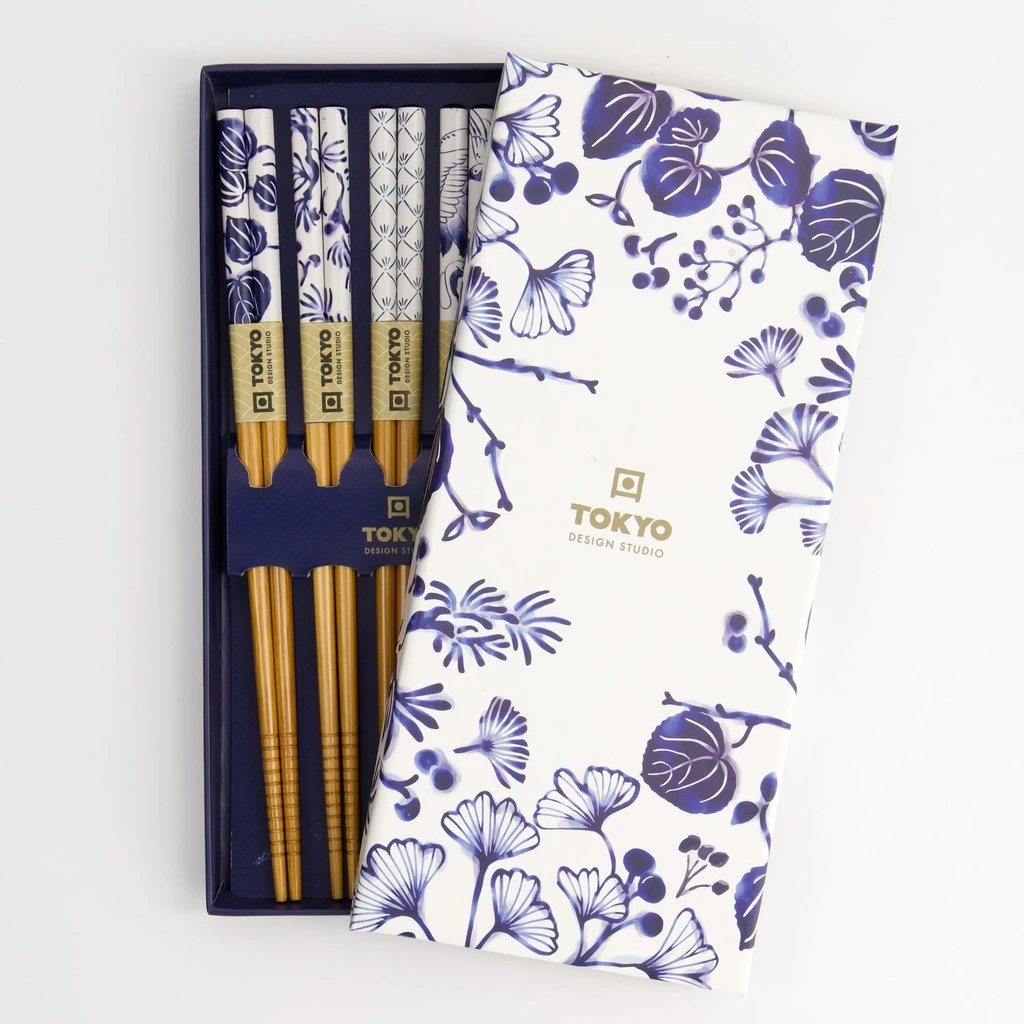 FLORAL 5er Stäbchen Set in Geschenkbox | weiß/blau Box 1/100
