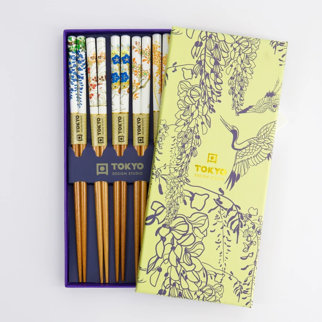[JN04235] FLORAL 5er Stäbchen Set in Geschenkbox | weiß/bunt Box 1/100