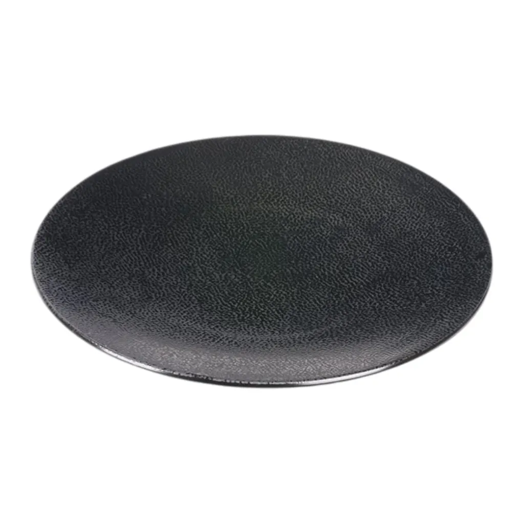 Kaori Platte schwarz, D 34,5 cm, Stoneware, Krakelee-Optik