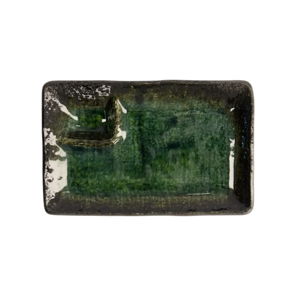 Dip-Teller 21x13x2,5cm - grün/schwarz glänzend