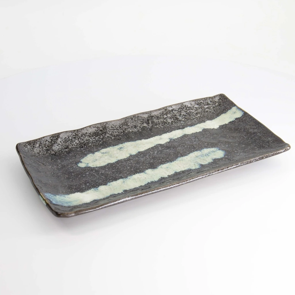 Sushi Teller rechteckig 31x17cm - schwarz/weiß