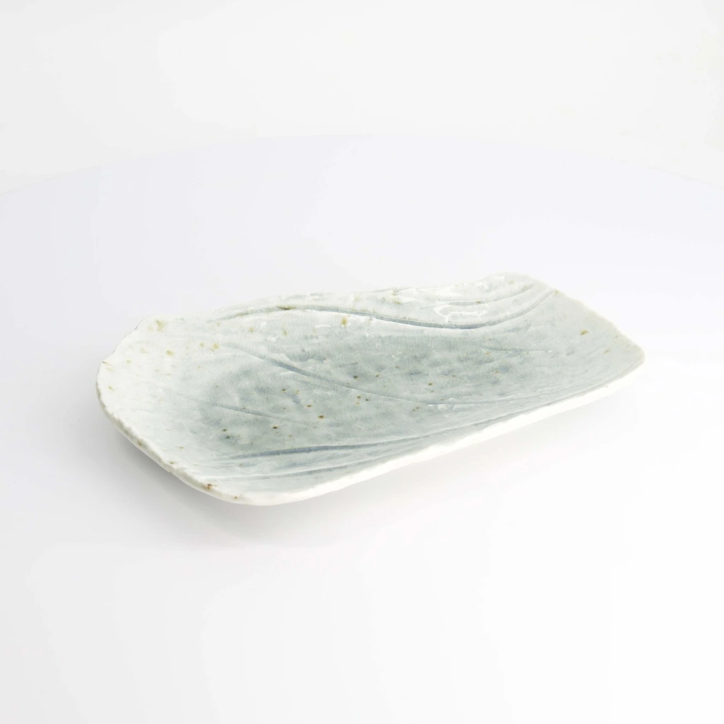 Sushi Teller lang 26x18 - weiß/grün