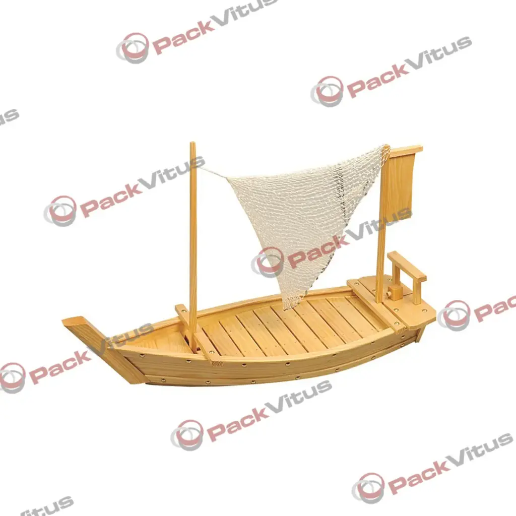 (D/R) Holz Boot mit Netz L70cm gläzend