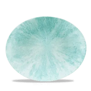 Stone Aquamarine Orbit Oval Coupe Plate   31.7 x 25.5 12 1/2" x 10" Box 12