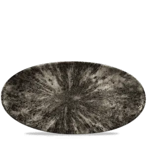 Stone Quartz Black Oval Chefs Plate     34.7 x 17.3 13 5/8" x 6 3/4" Box 6