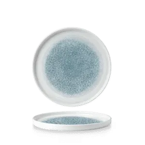 Raku Topaz Blue  Walled Plate   21 8 1/4" H:2 Box 6