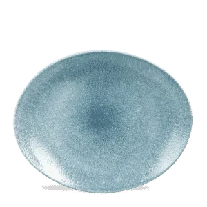 Raku Topaz Blue Orbit Oval Coupe Plate   31.7 x 25.5 12 1/2" x 10" Box 12