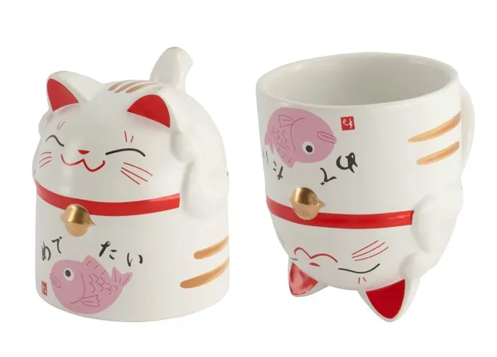 Henkeltasse Glückkatze Pink 350ml Box 1/36