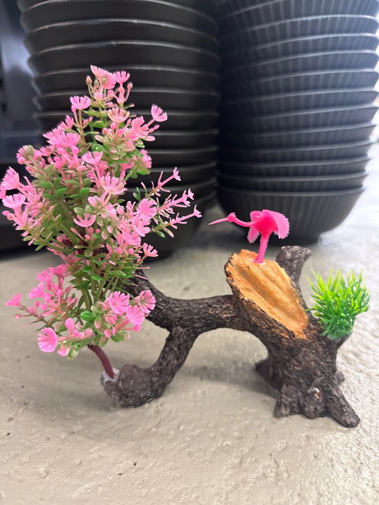 Sushi Deko mit Kunstblumen und Storch pink
